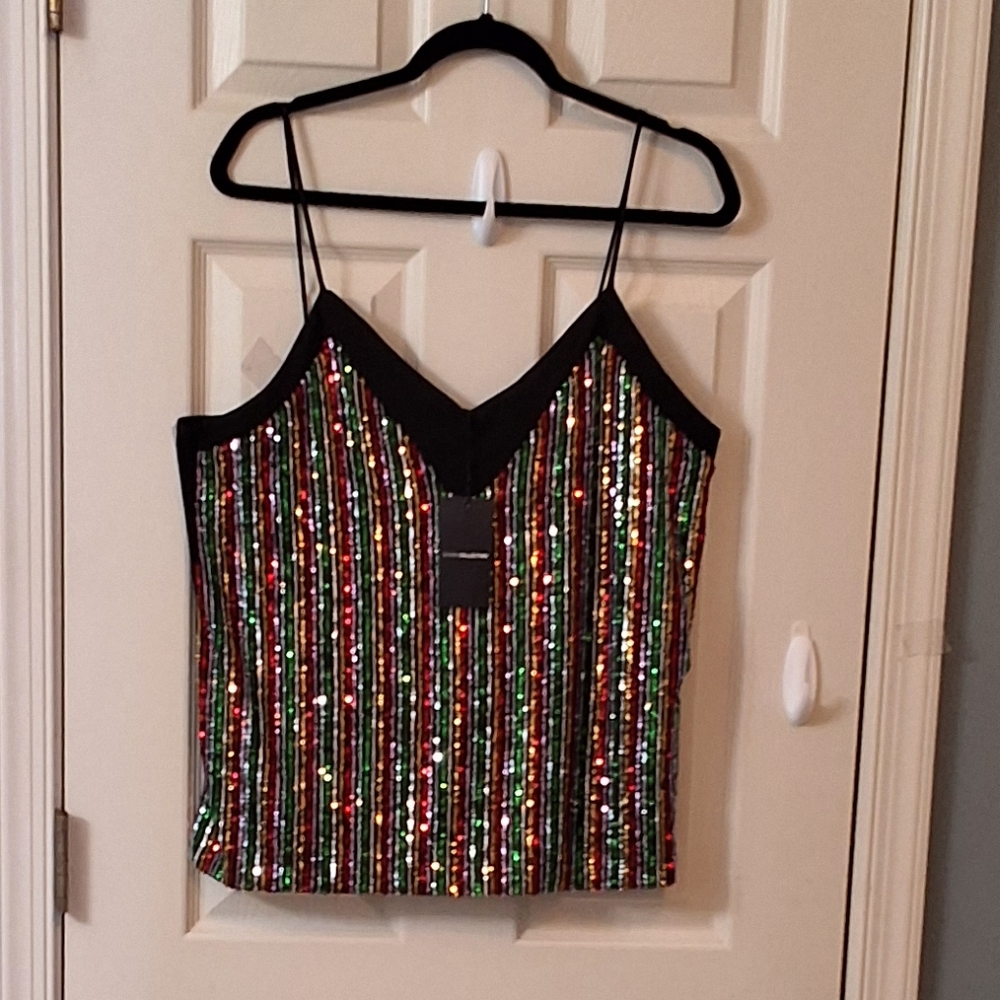Sequin Women's Camisole Concert Elegant Wear Metallic Resortwear Vacation - Picture 7 of 14